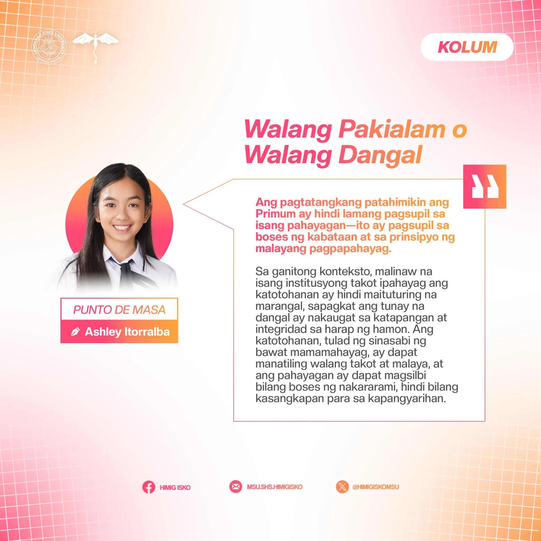 Walang Pakialam o Walang Dangal